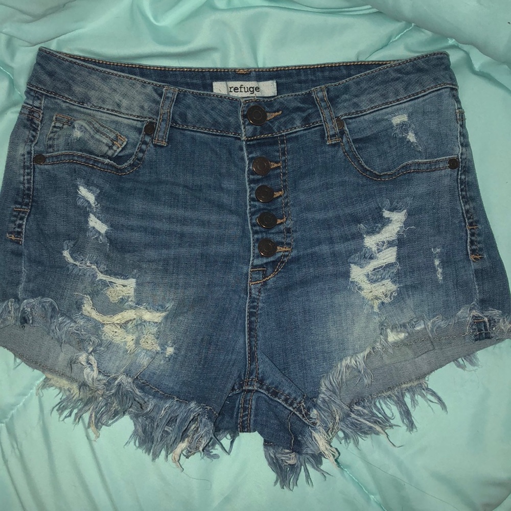 High waisted denim shorts